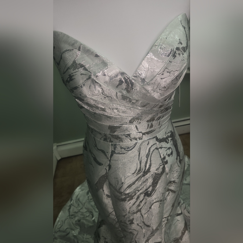 Alyce Paris Silver and White Prom Dress